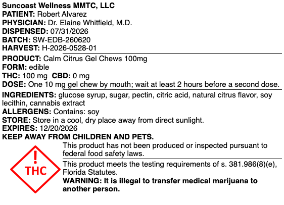 Florida MMTC dispensing label, edible item
